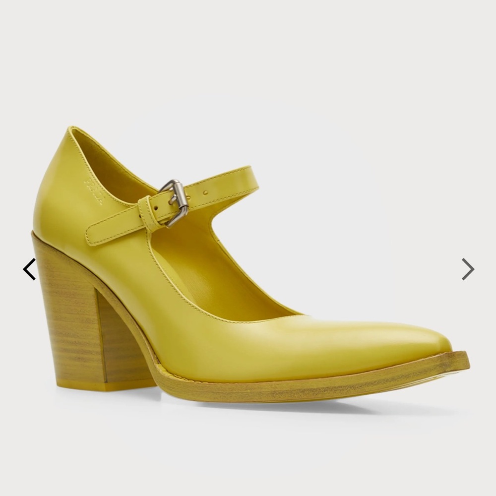 Prada Yellow Block Heel Mary Janes Sz EU40 US9 NEW